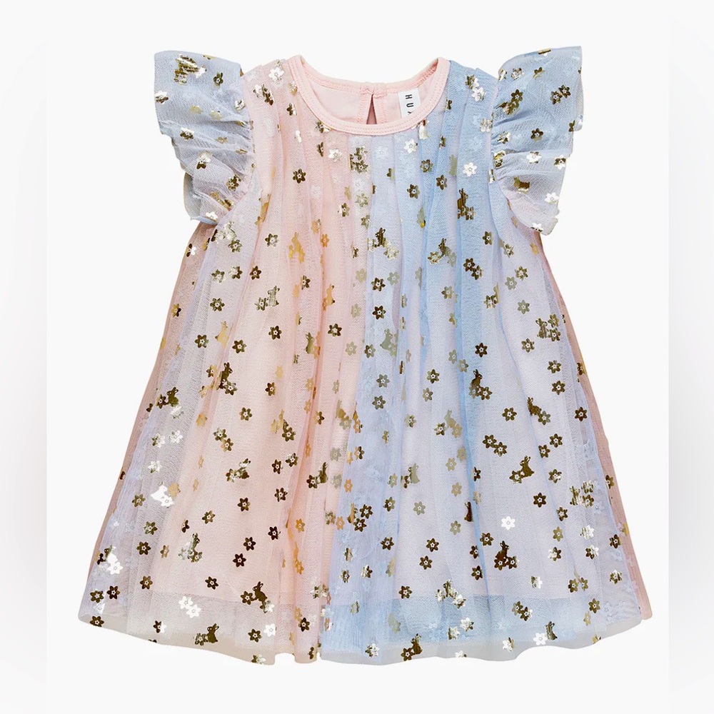 Huxbaby rainbow bunny tulle dress, Size 3
